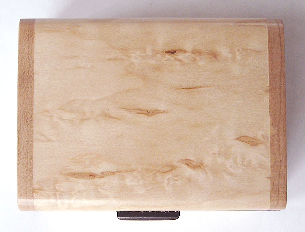 Karelian birch burl box top view - Handmade decorative small keepsake box made of Karelian birch burl, cherry