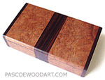 Decorative small wood keepsake box made of amboyna burl, cocobolo