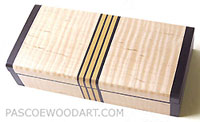Handmade small wood box made of fiddle back maple, ebony, Ceylon satinwood