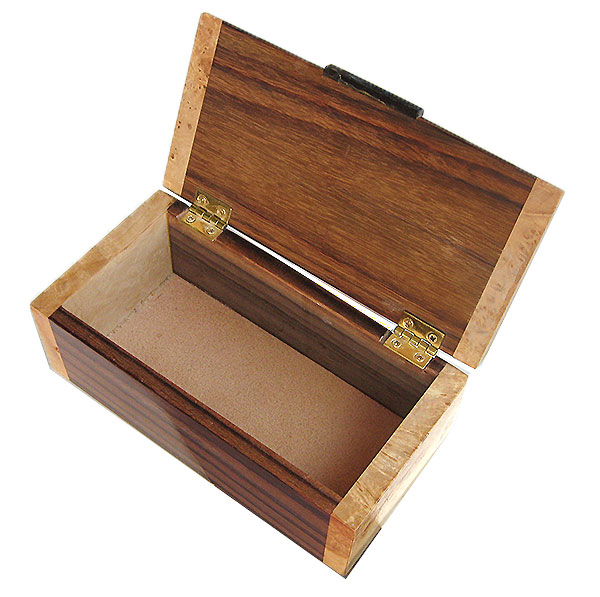 Handmade small wood box - open view