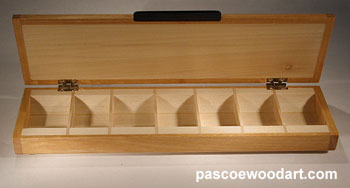 handmade Satinwood Small Pill Box with 7 compartments, Weekly Medication Minder