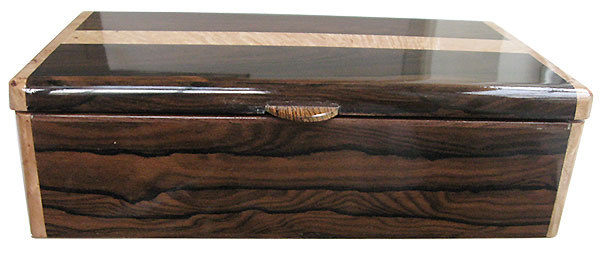 Ziricote box front - Handcrafted wood men's valet box