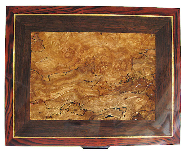 Spalted maple burl inlaid box top - Handcrafted cocobolo men's valet , keepsake box