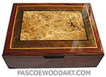 Handmade wood box - Decorative wood men's valet box made of cocobolo with shedua, spalted maple burl inlaid top