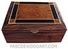 Large men's valet  box, keepsake box -Handcrafted wood box made of Macassar ebony with amboyna burl and ebony inlaid top