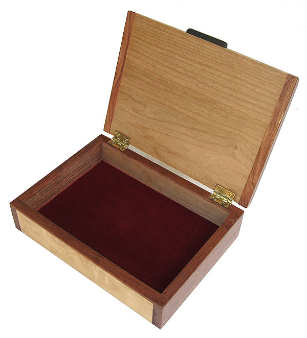 Handmade wood box - Decorative wood slim box - wallet box - open view