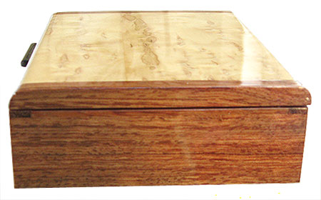 Bubinga box end - Handmade wood slim box, wallet box made of Karelian burch birl