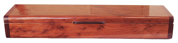 Handmade decorative weekly pill box - Bird's eye redwood front view