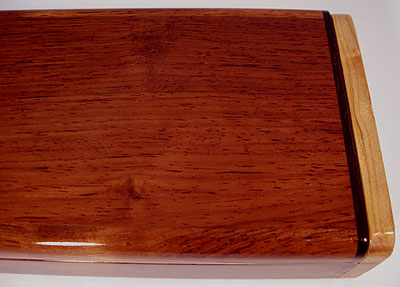 Handmade wood pill box - top close up