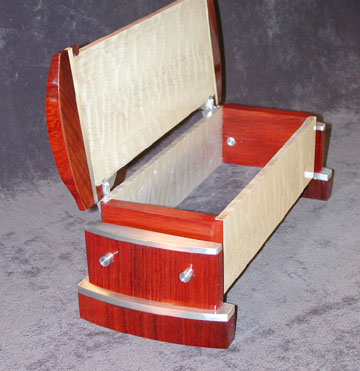 Padauk, figured maple and aluminum box - Caboose III