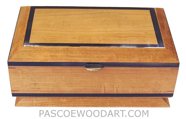 Decorative wood keepsake box - handcrafted wood box made of solid Ceylone satinwood with ebony trim
