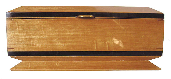 Handmade wood box - Keepsake box made from solid Ceylon Satin wood with ebony trim - front view