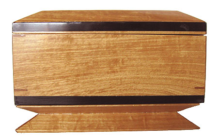 Decorative keepsake box - side view - Handmade wood box made of solid Ceylon satinwood with ebony trim