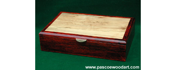 Caballero III - Man's box - Valet or Keepsake - Cocobolo box with spalted maple veneer top inset