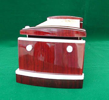 Handcrafted Artistic Box - Caboose II - Padauk box side and end pilasters with spalted maple body