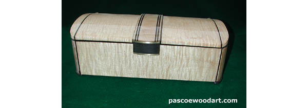 Artistic wood box - Design 35 - Tiger maple box with Ebony and Brass