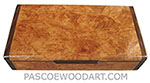Handmade slim wood box, Decorative wood desktop box made of maple burl with Santos rosewood ends