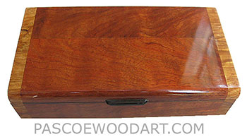 Handmade wood box - Decorative slim wood box, desktop box made of bubinga with maple burl ends