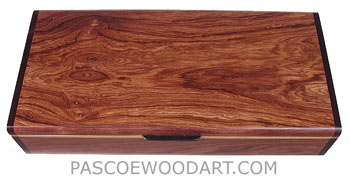 Handmade wood desktop box or pen box made of Honduras rosewood, bois de rose, Ceylon satinwood