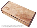 Decorative wood desktop pen box made of burly figured maple with wenge ends