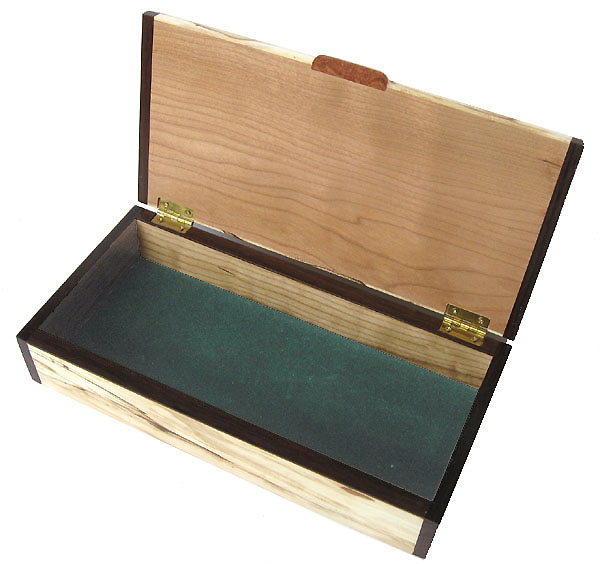 Handmade Wood desktop box - open view