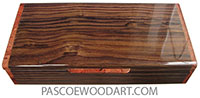 Handcrafted wood box - Slim wood desktop box made of East Indian rosewood with amboyna ends