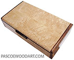 Handmade wood box - Slim desktop box made of bird's eye maple with Hawaiian koa ends