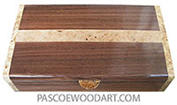 Handmade wood box - Slim desktop box made of Santos rosewood, maple burl