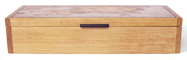 Ceylon satinwood box front view - Decorative wood desktop box or pen box