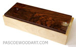Handmade wood pen box - Cocobolo lift top on figured birch box