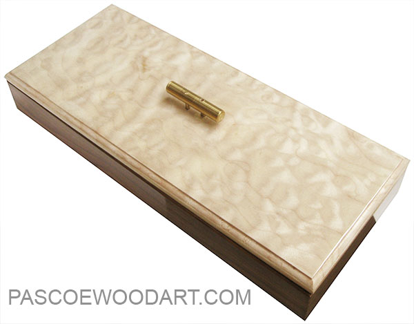 Handmade wood box - Decorative desktop box made of Brazilian rosewood with quilted Pacific maple top