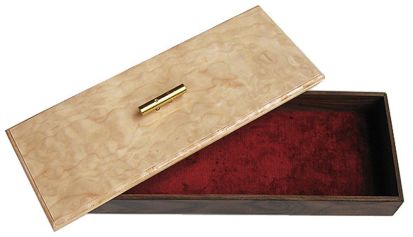 Handmade slim wood box - open view