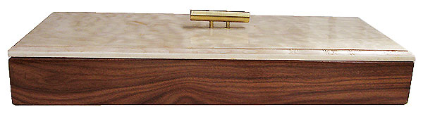 Bolivian rosewood box front- Handmade slim wood box, decorative wood desktop box