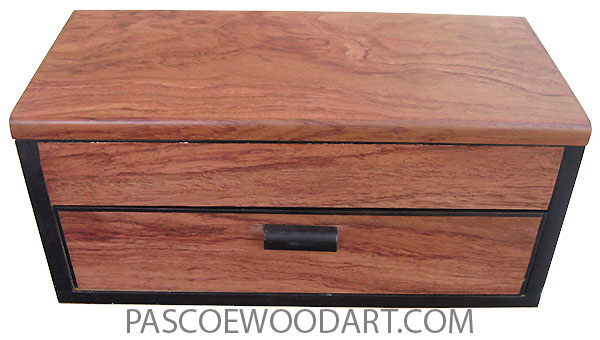 Handcrafted wood box with one drawer made of bubinga with Gabon ebony trim