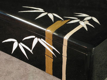 Ebonized cherry box with artwork by pigmented epoxy inlay - Floating Bamboo