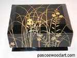Artistic box - Ebonized cherry with artwork by pigmented epoxy inlay - Flowers in Glass