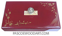 Handmake handpainted cranberry color wood box - Slim wood keepsake box