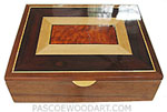 Handcrafted wood large box - Decorative wood keepsake box made of claro walnut, boise de rose, Ceylon satinwood, amboyna burl, ebony