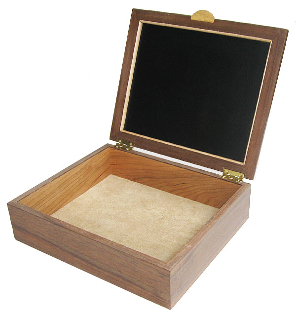 Handcrafted wood large keepsake box - open view
