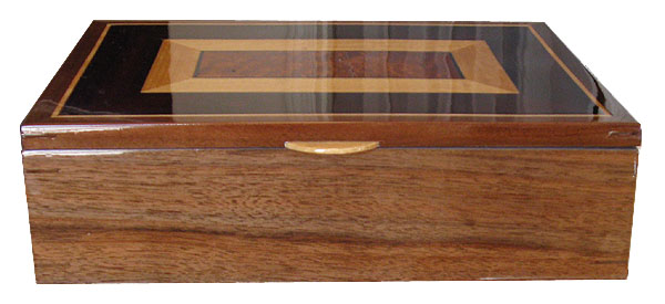Handcrafted wood large keepsake box - Claro walnut front view
