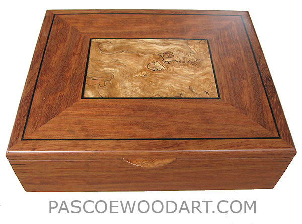 Handcrafted large wood box - Decorative large keepsake box made of bubinga with spalted maple, ebony inlaid top