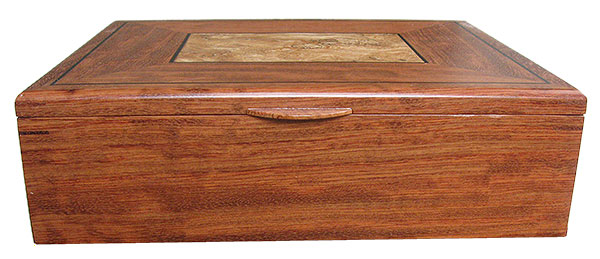 Bubinga box front - Handcrafted large wood box - Decorative wood keepsake box