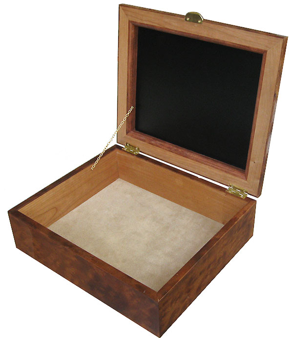 Handcrafted large wood box - Decorative wood large keepsake box - open view
