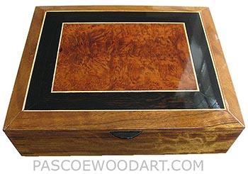 Handmade large wood box - Decorative wood keepsake box, document box made of shedua, African blackwood, redwood burl