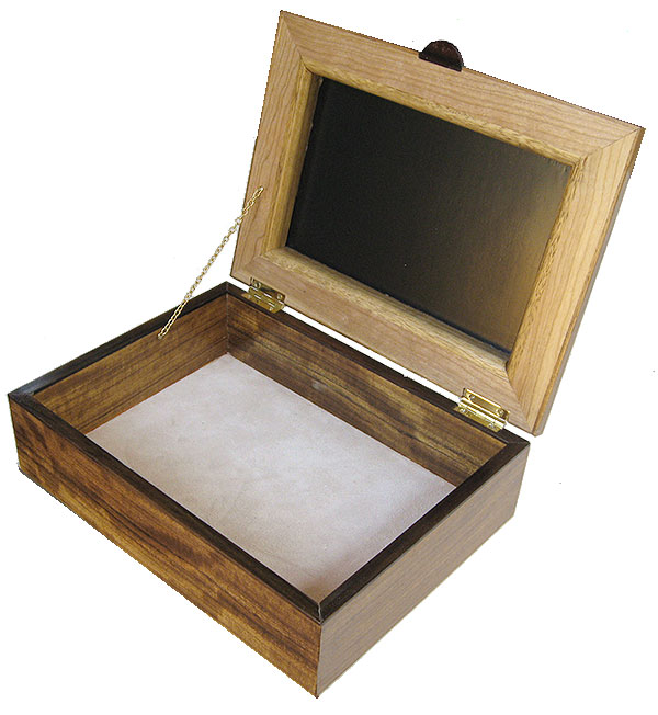 Handmade large wood box - Large decorative wood keepsake box - open view