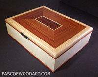 Handcrafted wood box - large keepsake box made of bleached ash with West Indy rosewood top