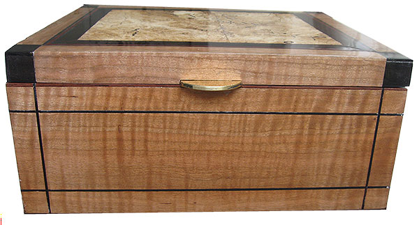 Curly cherry box front - Handcrafted decorative large wood keepsake box