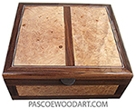 Handcrafted large wood box - Decorative wood large keepsake box or document box made of Santos rosewood and maple burl