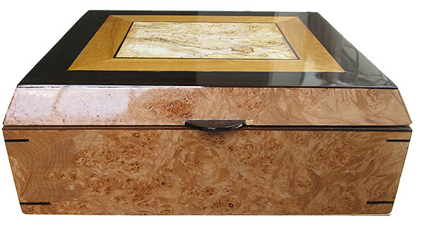 Maple burl box front - Handmade large wood keepsake box