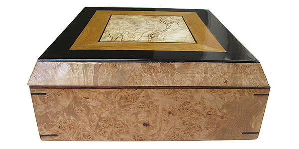 Maple burl box end - Large handmade decorative wood keepske box or document box